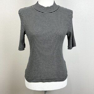 H&M Black and White Striped Turtle Neck